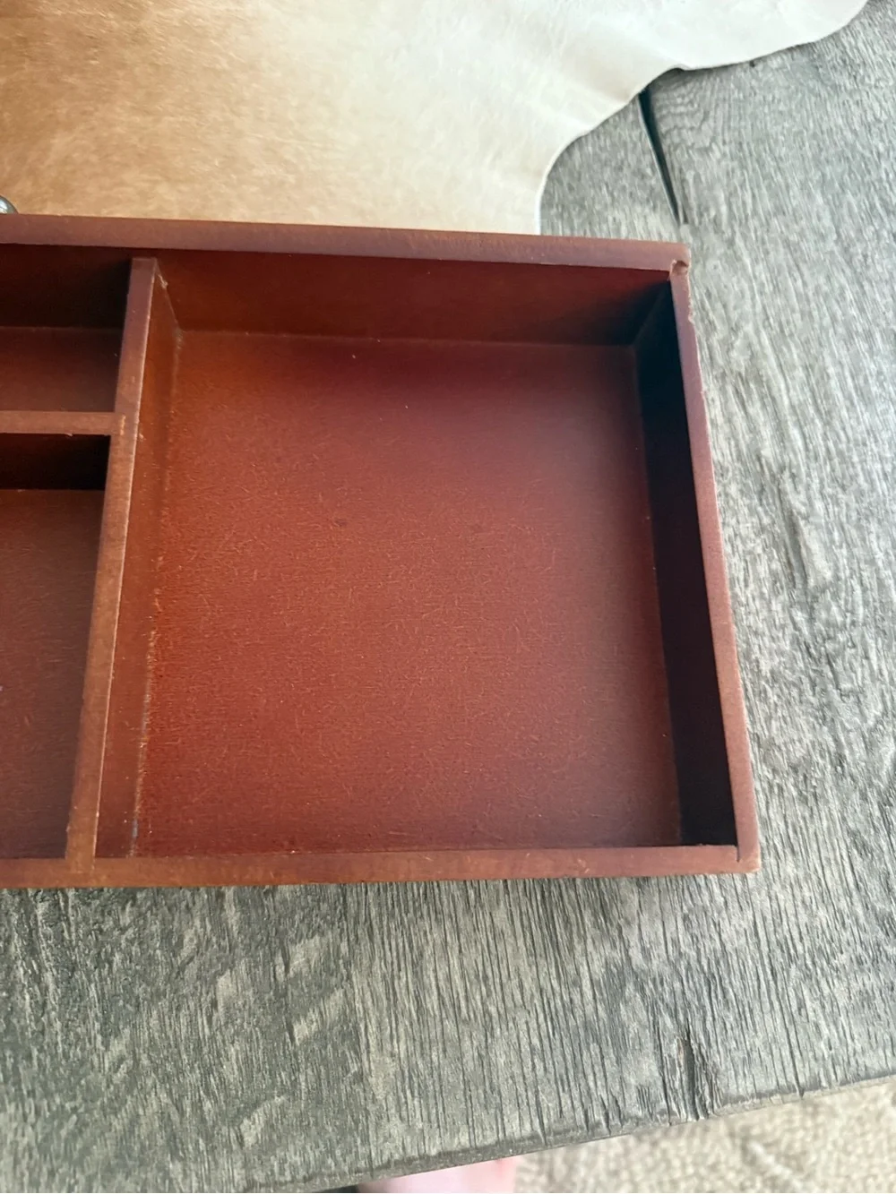 Wooden Desk Organizer Tray in Rust Brown - Display Trinket Shelf